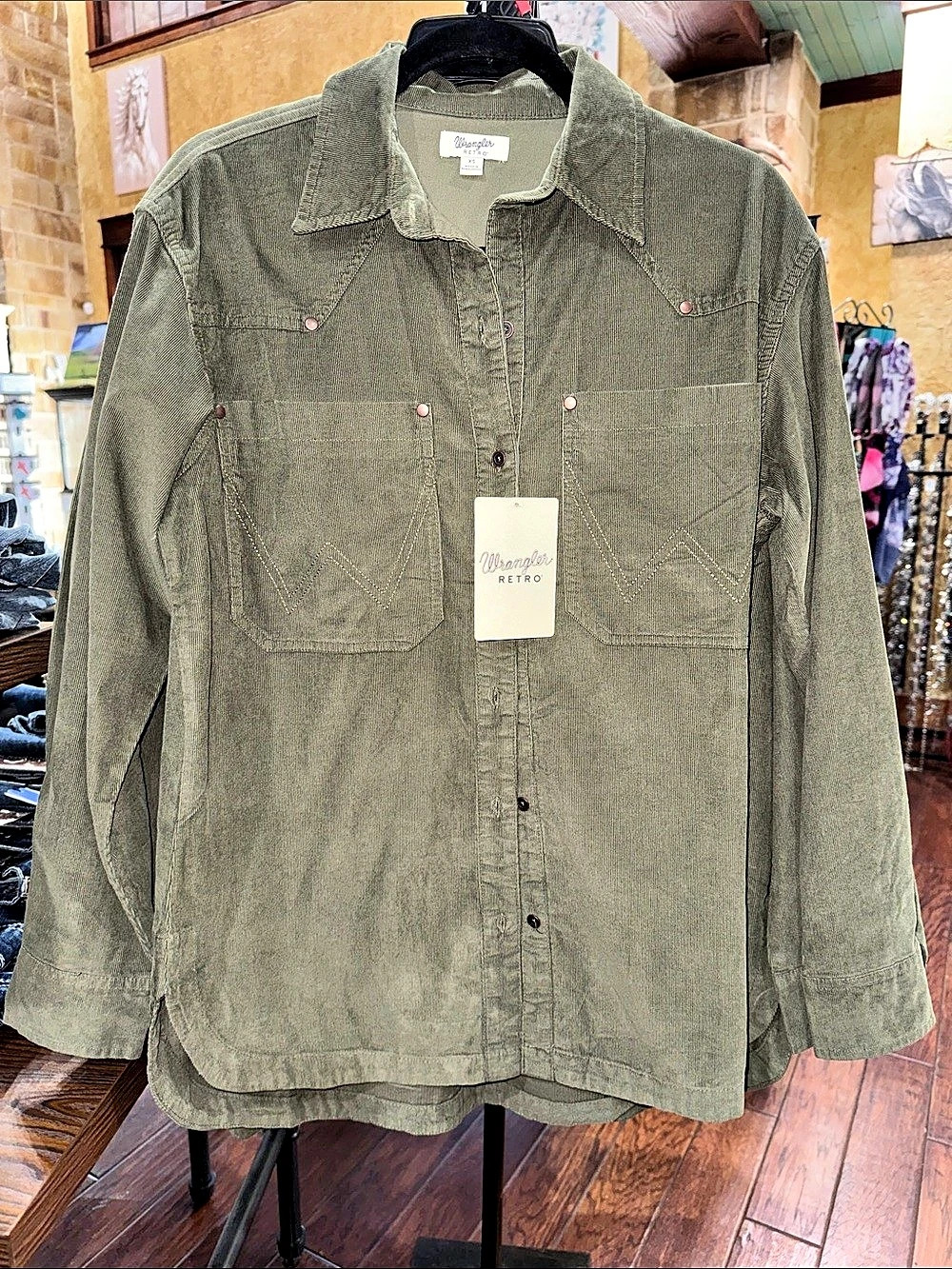 Wrangler Retro Cotton Utility Shirt in Green NWT